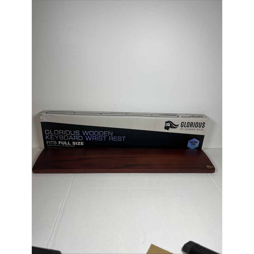 Glorious Wooden Mouse Wrist Rest - Golden Oak - 17.5" X 5" 1" For Full Size Keyb